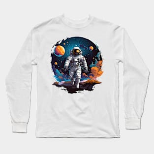 Colorful Astronaut in Space #8 Long Sleeve T-Shirt